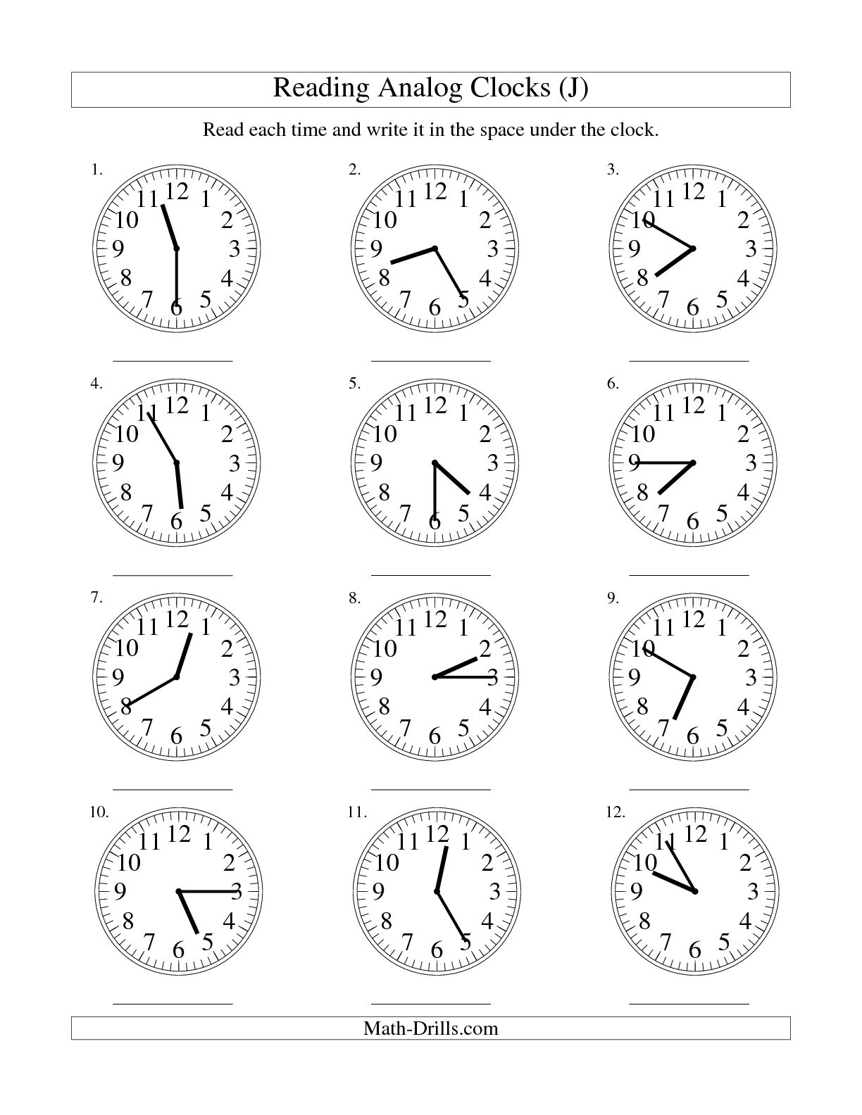 Analog Clock Time to the Minute Worksheets Image