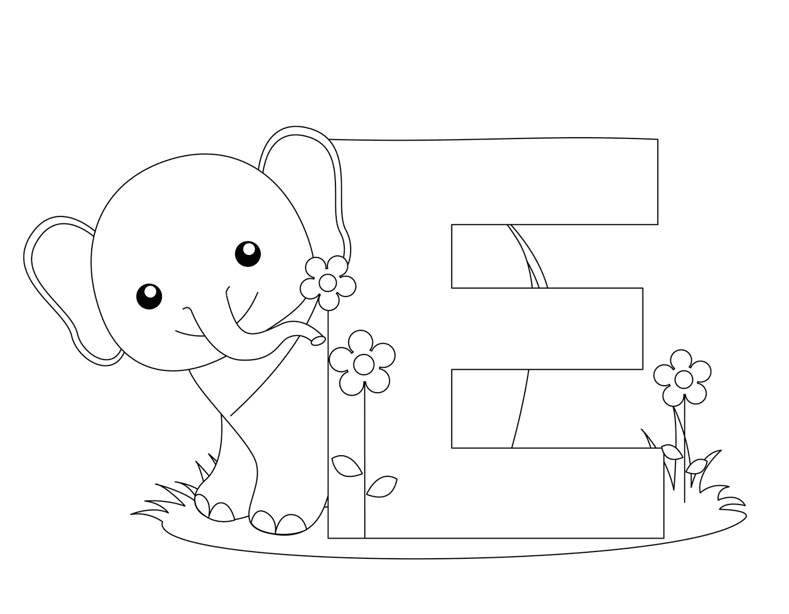 Animal Alphabet Letter E Coloring Pages Image