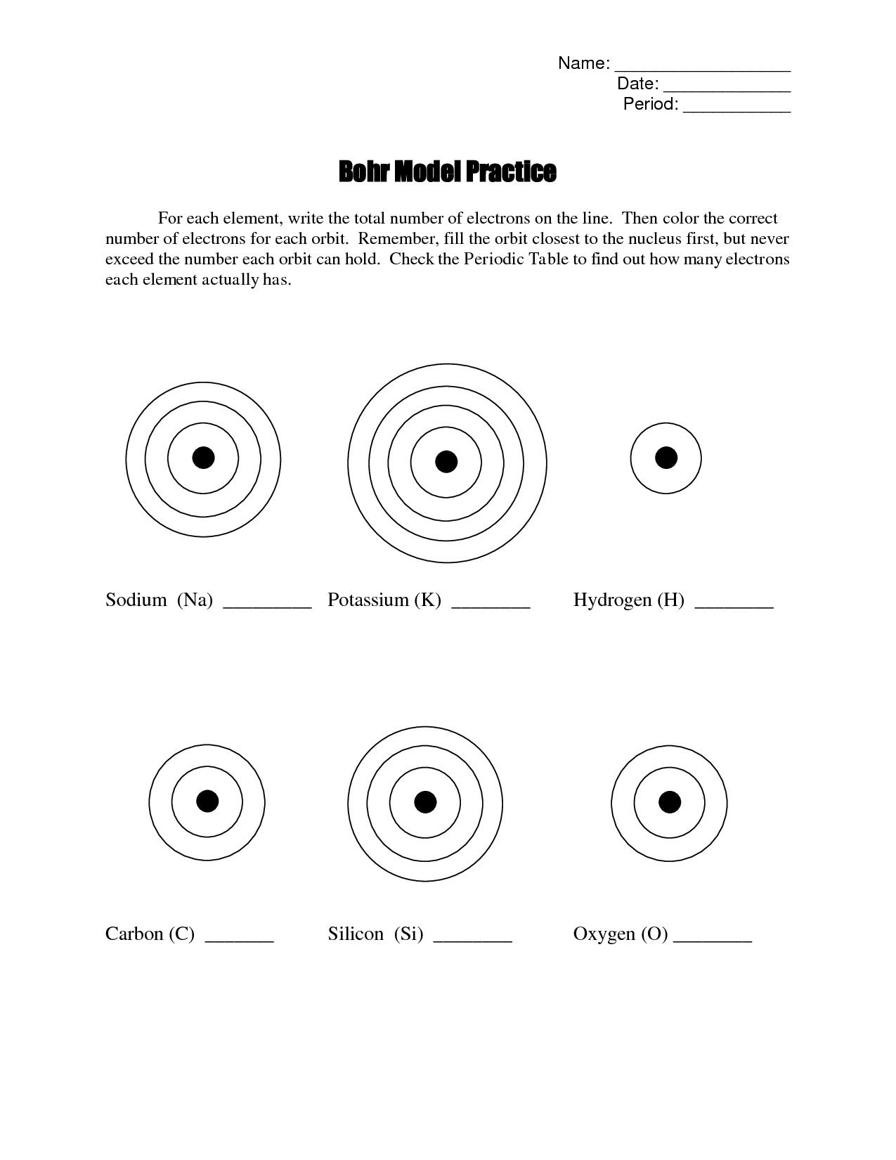 Bohr Model Worksheet Answers Image