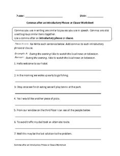 Com Mas and Independent Clauses Worksheets Image
