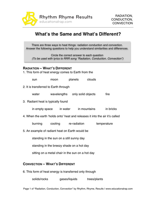 Conduction Convection Radiation Worksheet Answers