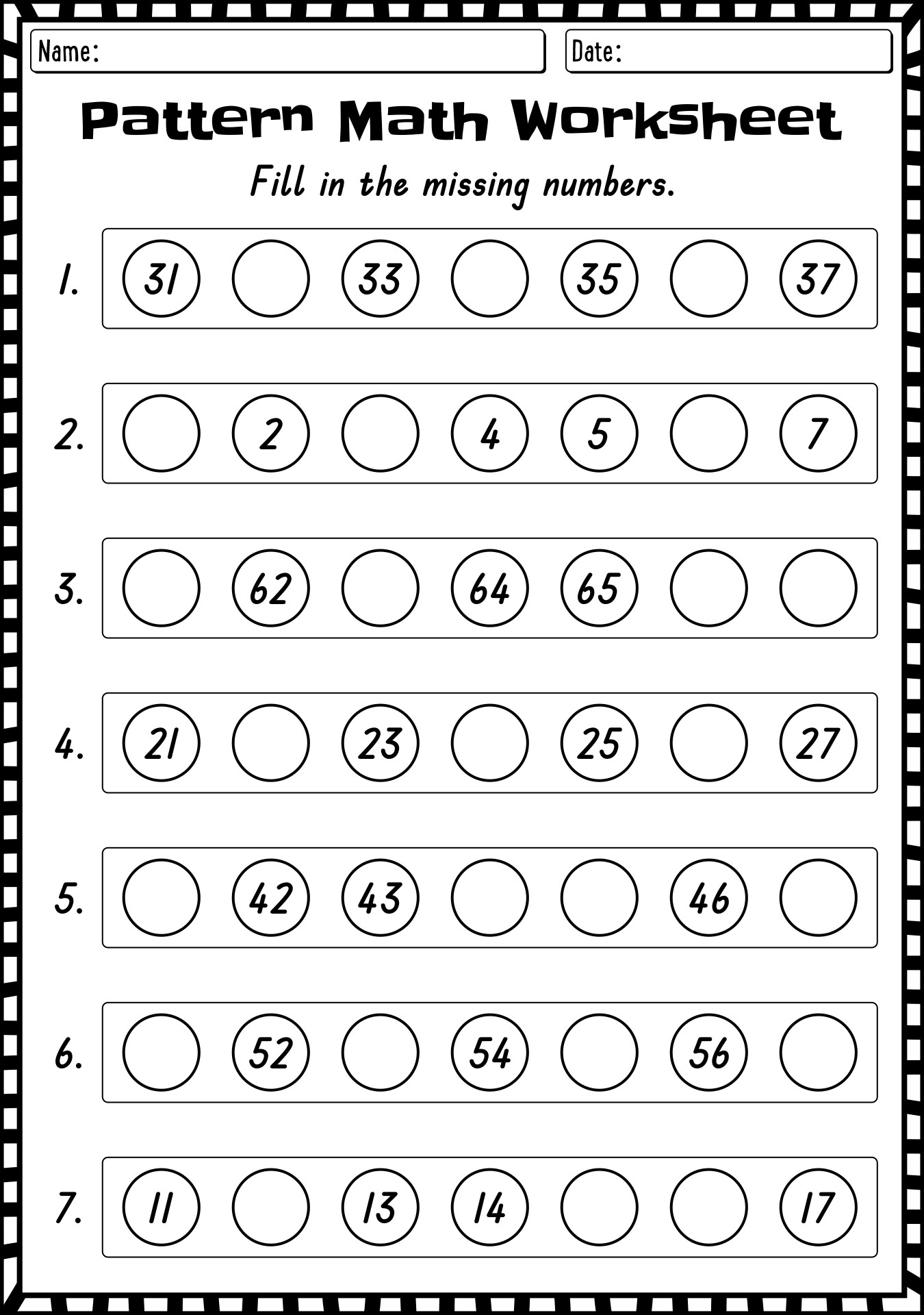 15 1st Grade Pattern Worksheets Printables - Free PDF at worksheeto.com