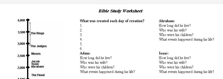 Free Printable Bible Study Worksheets Image