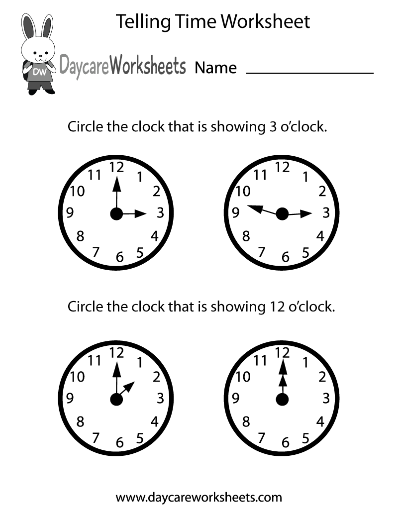 Free Printable Time Worksheets