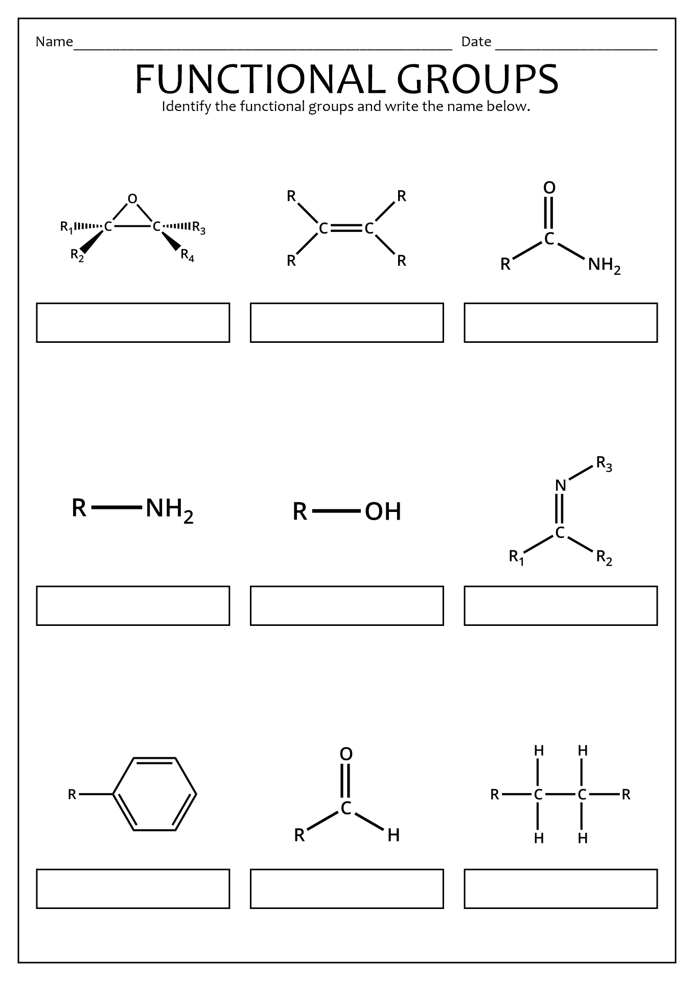 Functional Groups Answer Key