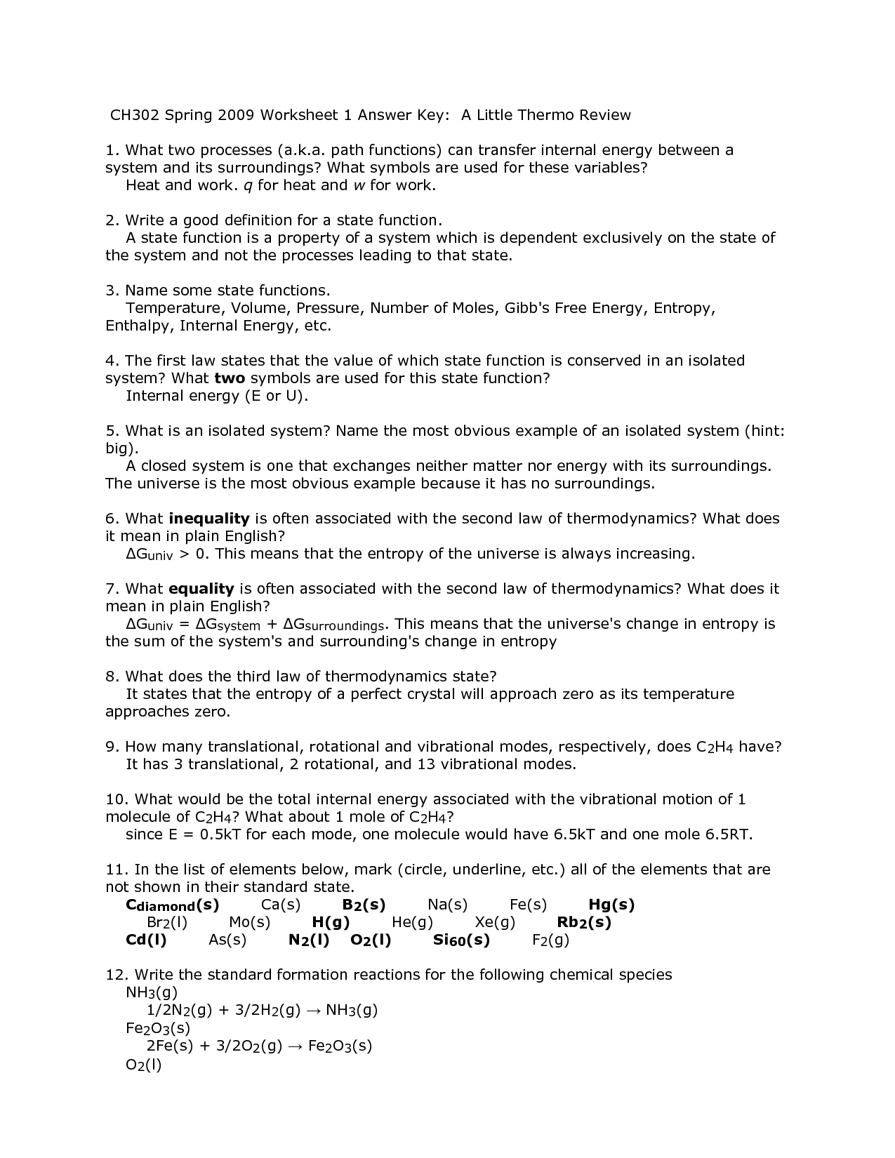 Heat Transfer Worksheet Answer Key