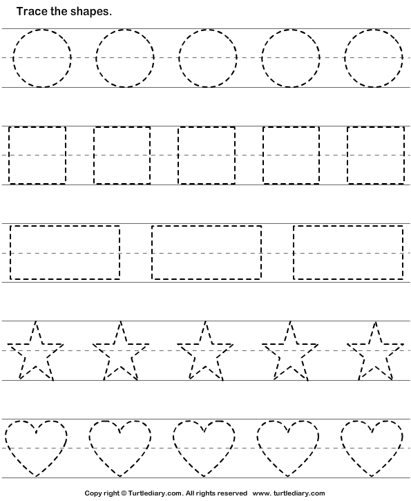 Kindergarten Shape Tracing Worksheets Image