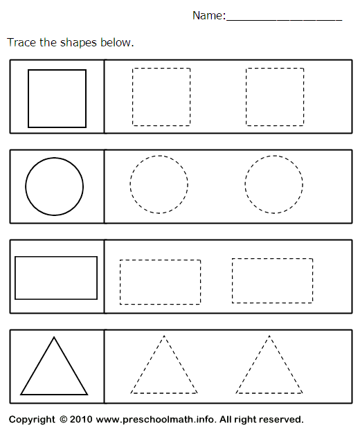 Kindergarten Shape Tracing Worksheets Image