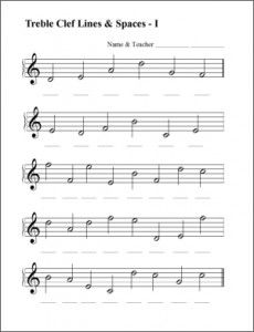 Music Lines and Spaces Worksheets