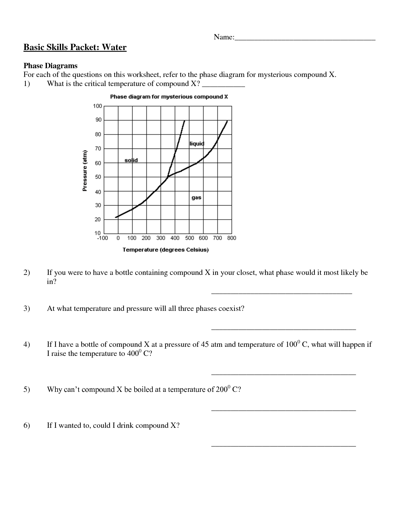 Phase Diagram Worksheet Answer Key