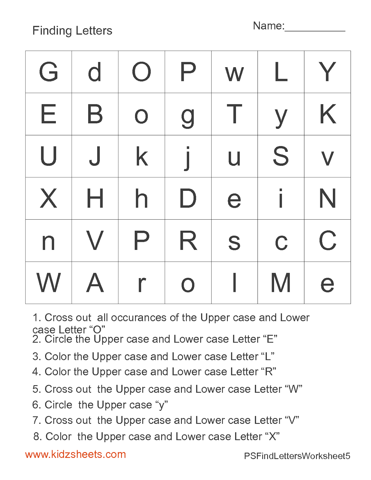Preschool Letter Find Worksheets Image