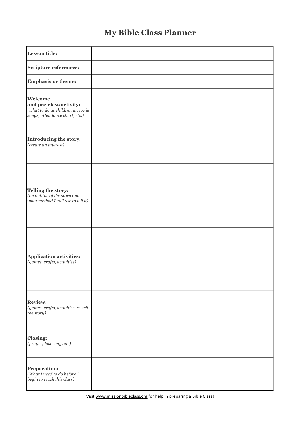 Printable Blank Lesson Plan Templates Image