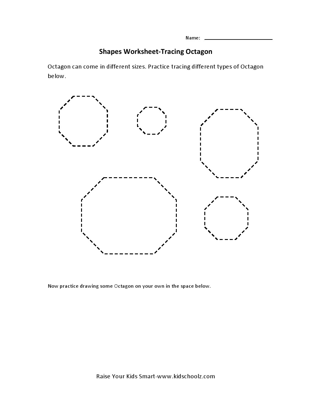 Printable Octagon Tracing Worksheet Image