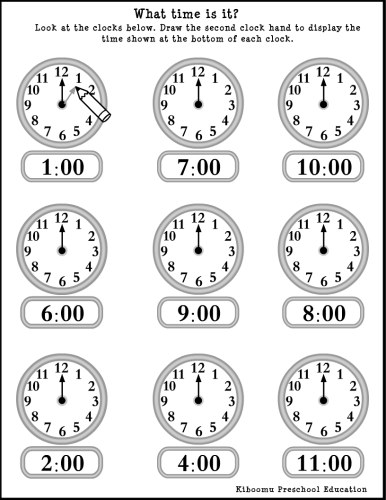 Printable Telling Time Worksheets for Kids