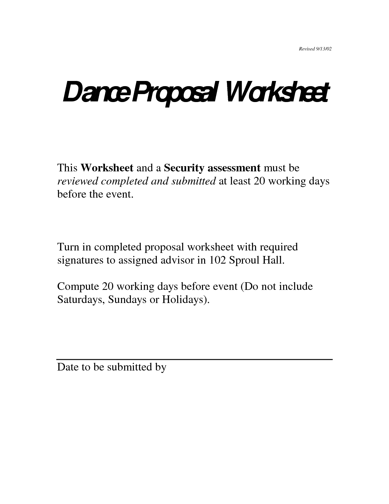 Sample Dance Proposal