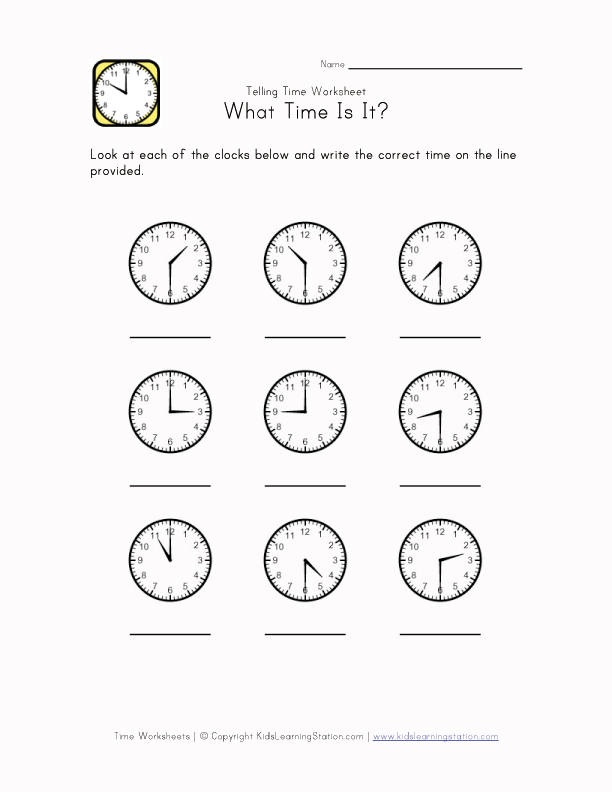 Telling Time Worksheets