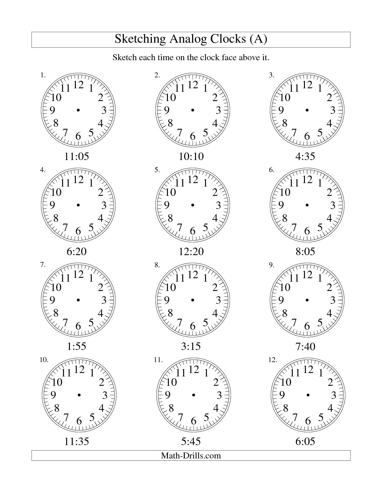 Clock Worksheets 5 Minute Intervals