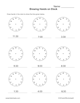 Time Clock Worksheets Kindergarten