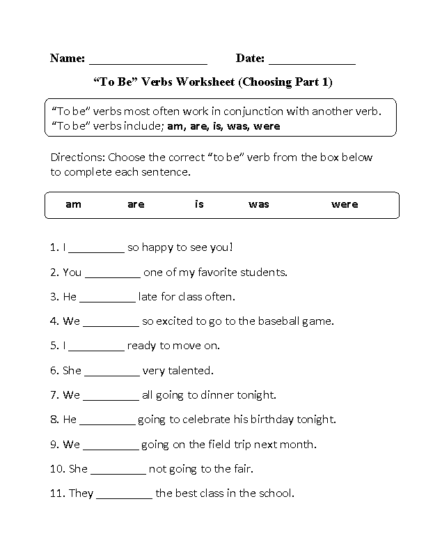 worksheet verbs grade 6