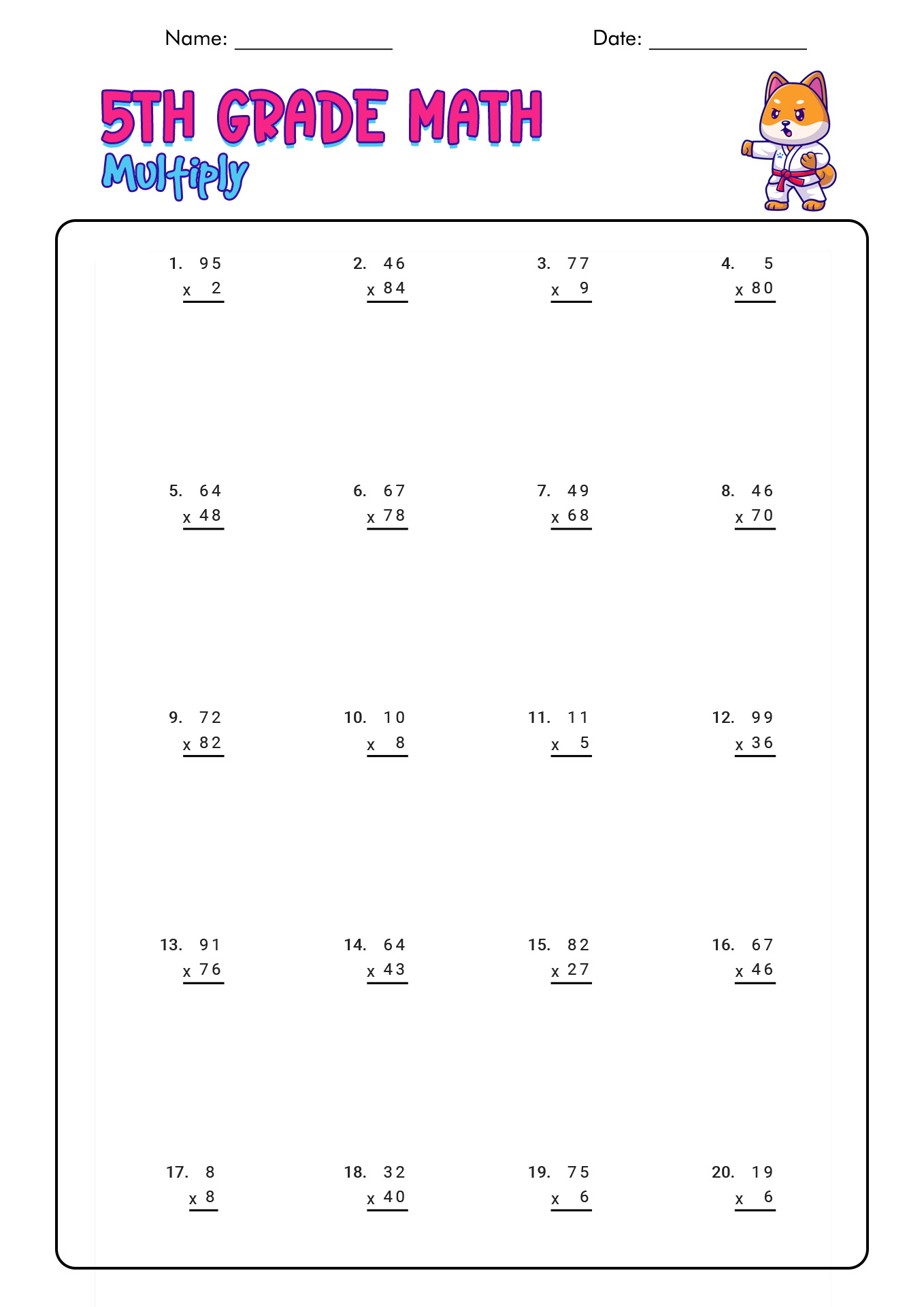 5th Grade Math Worksheets Image