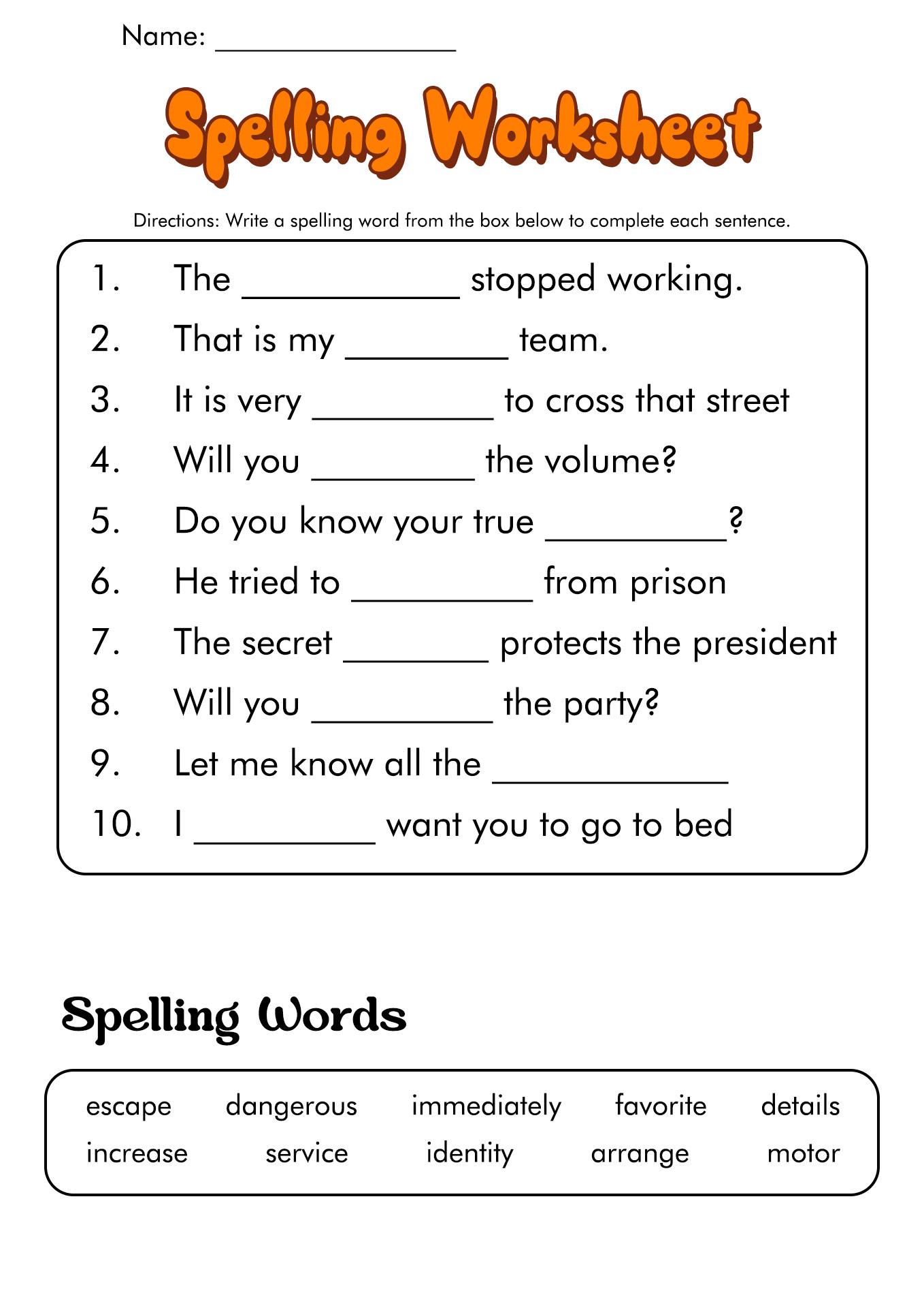 6th Grade Spelling Worksheets Printable