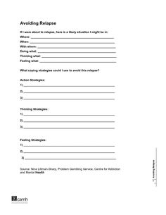 Addiction Relapse Prevention Plan Template Image