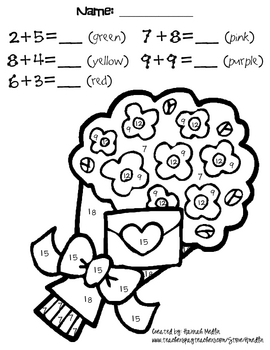 Addition Color by Math Coloring Pages Image