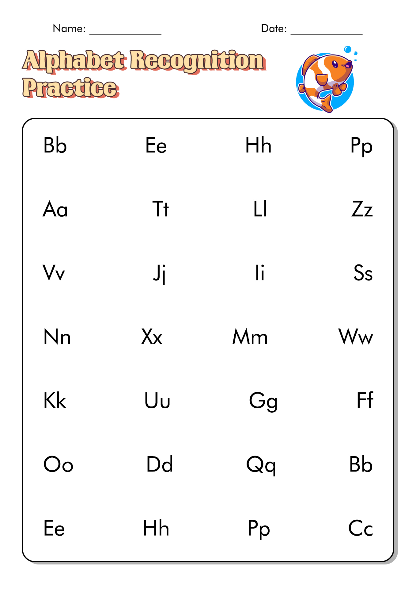 Alphabet Letter Recognition Assessment Image