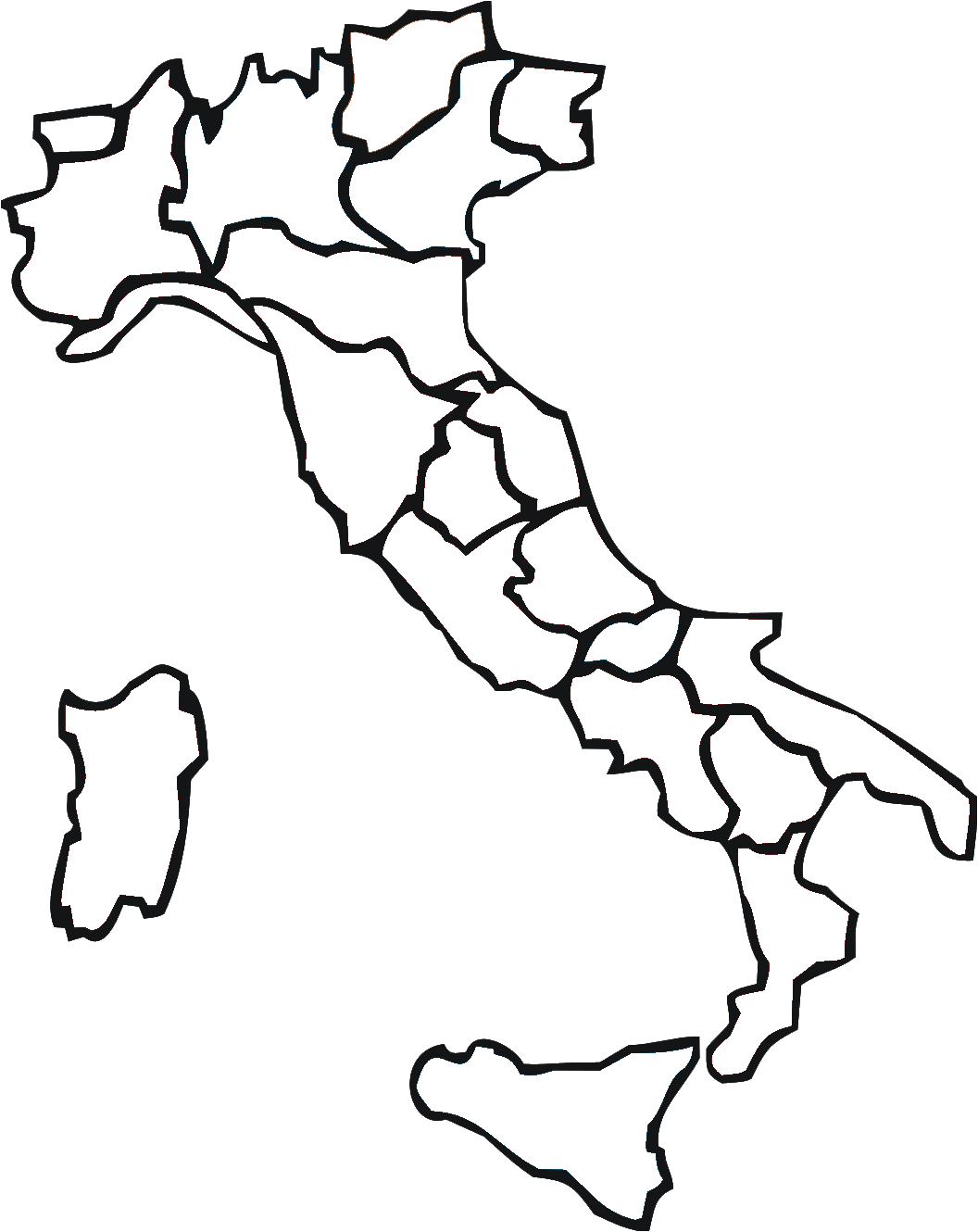 Blank Italy Map with Regions Image