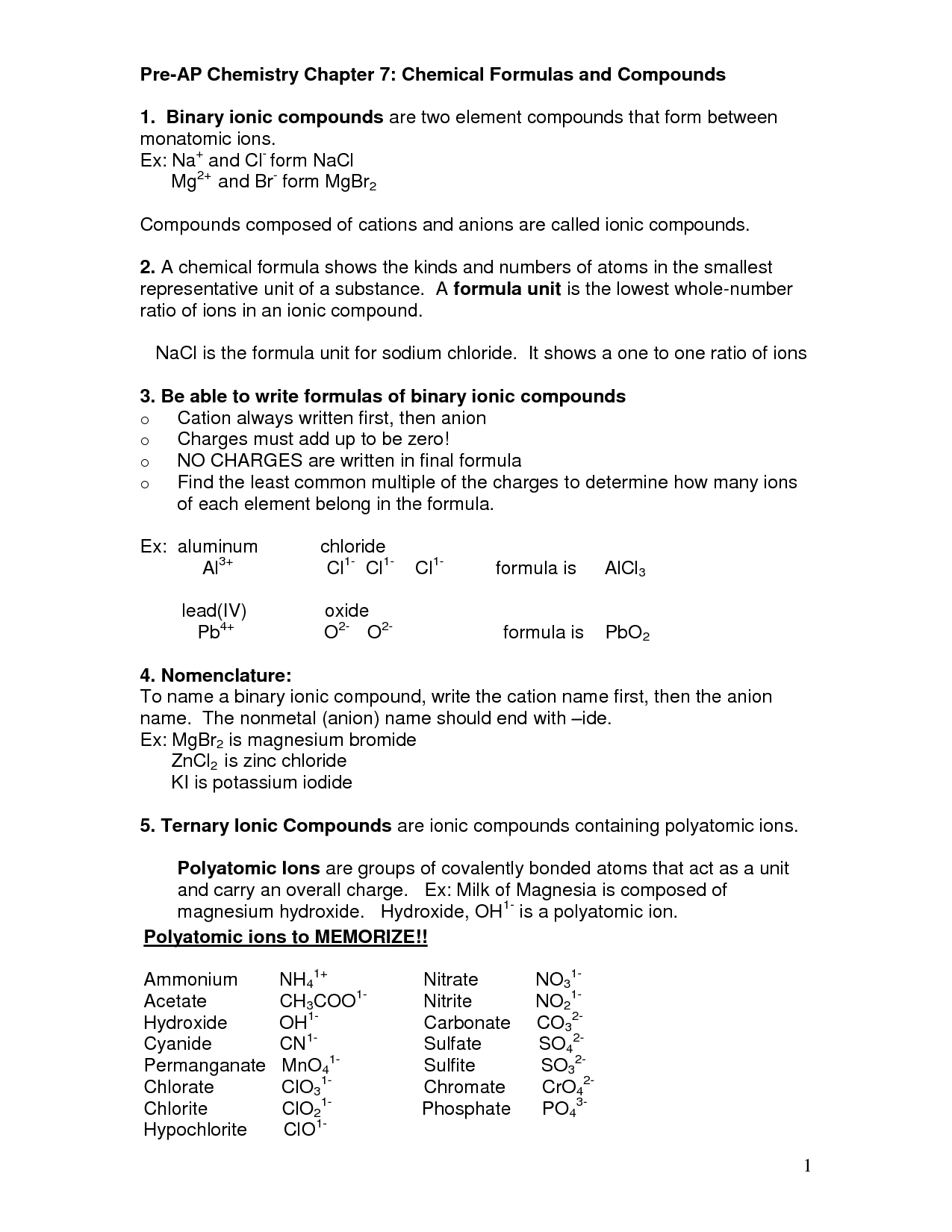 Chemistry Chapter 7 Chemical Formulas Image
