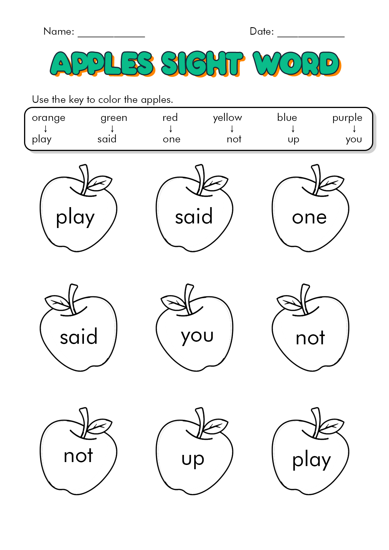 Color Words Worksheet First Grade Image