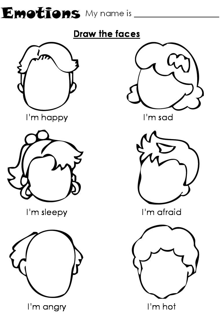 Draw Emotions Faces Worksheet Image