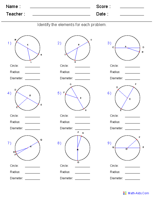 Geometry Circle Worksheets Image