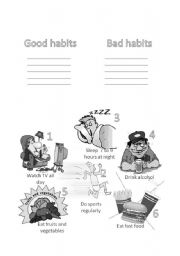 Good and Bad Health Habits Worksheet Image