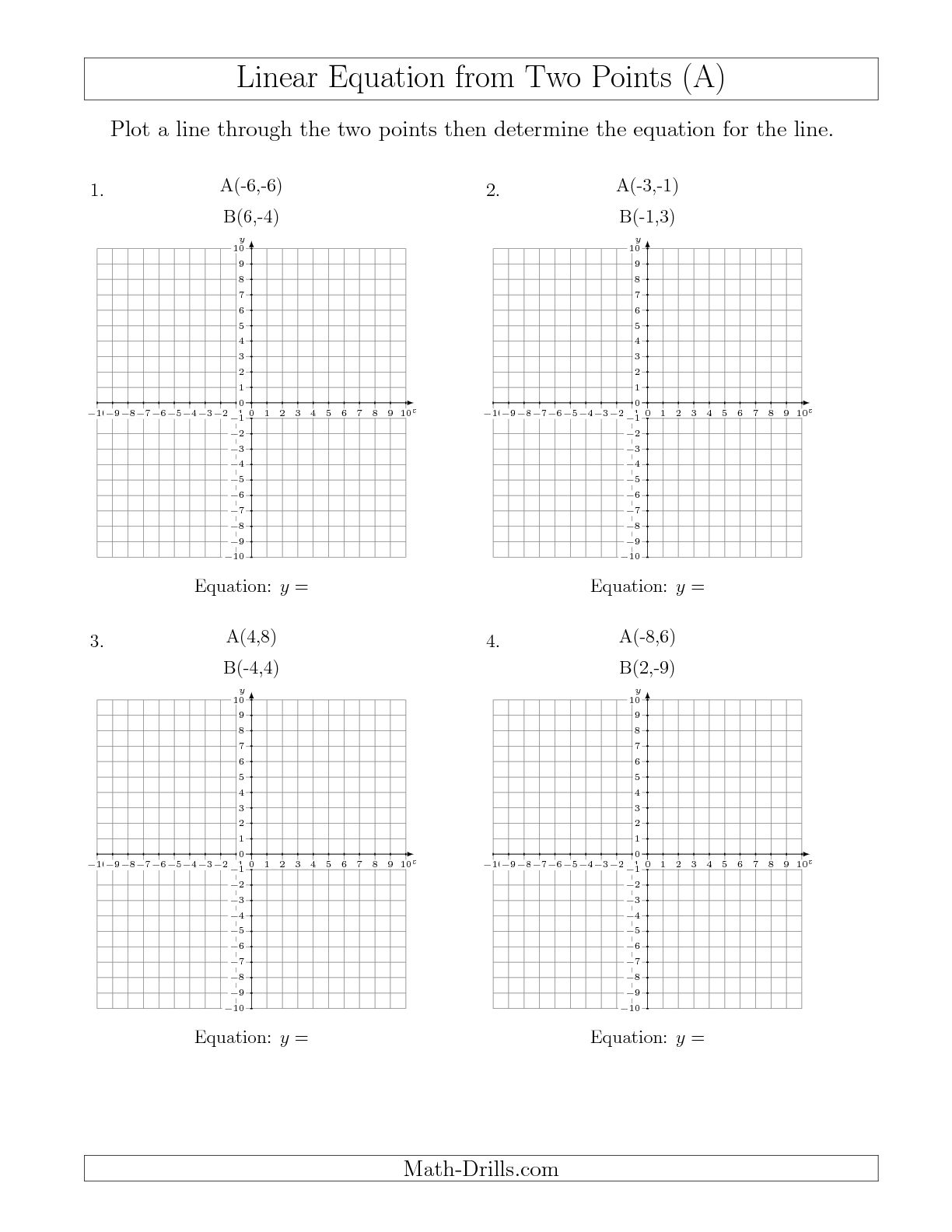 Graphing Two Linear Equations Worksheet Image
