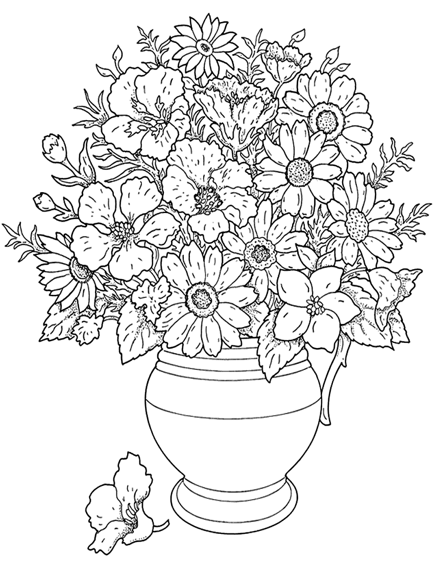 Hard Flower Coloring Pages Image