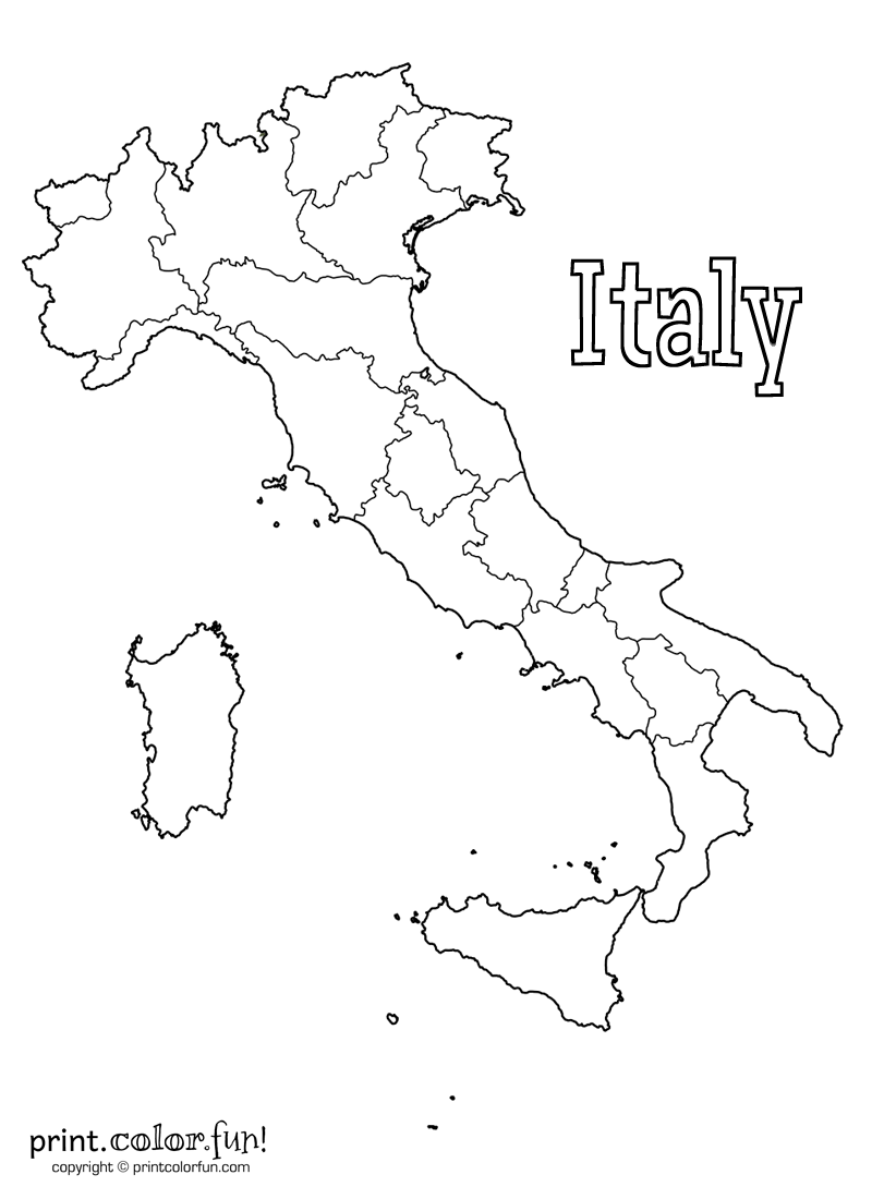 Italy Map Coloring Page Image