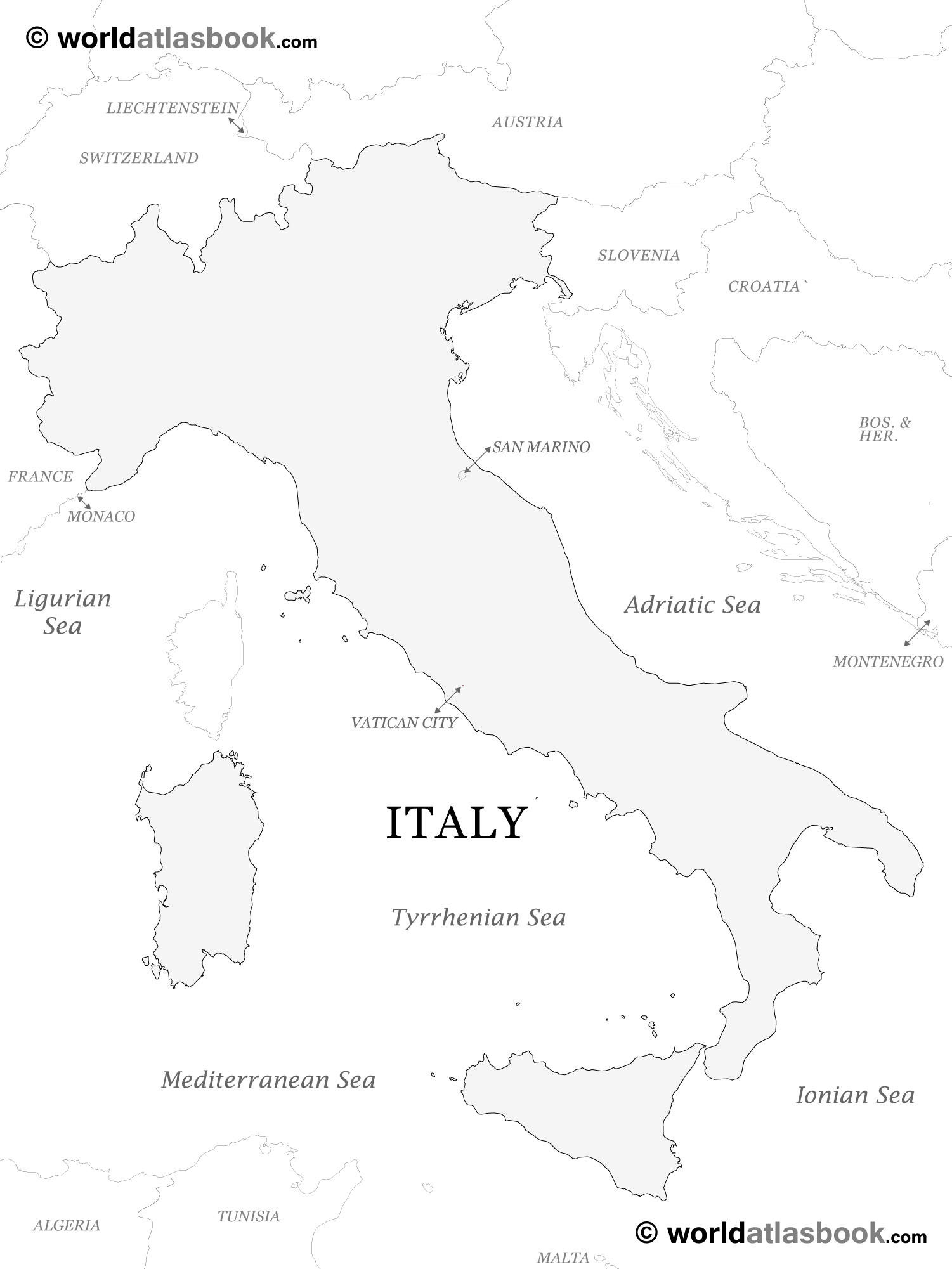 Italy Map Outline Printable Image