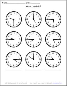 Math Worksheets Time Clock Image