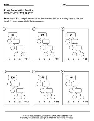 6th Grade Prime Factorization Worksheet