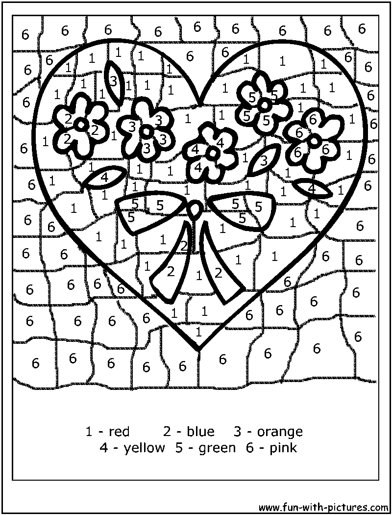 Valentine Color by Number Coloring Pages Image