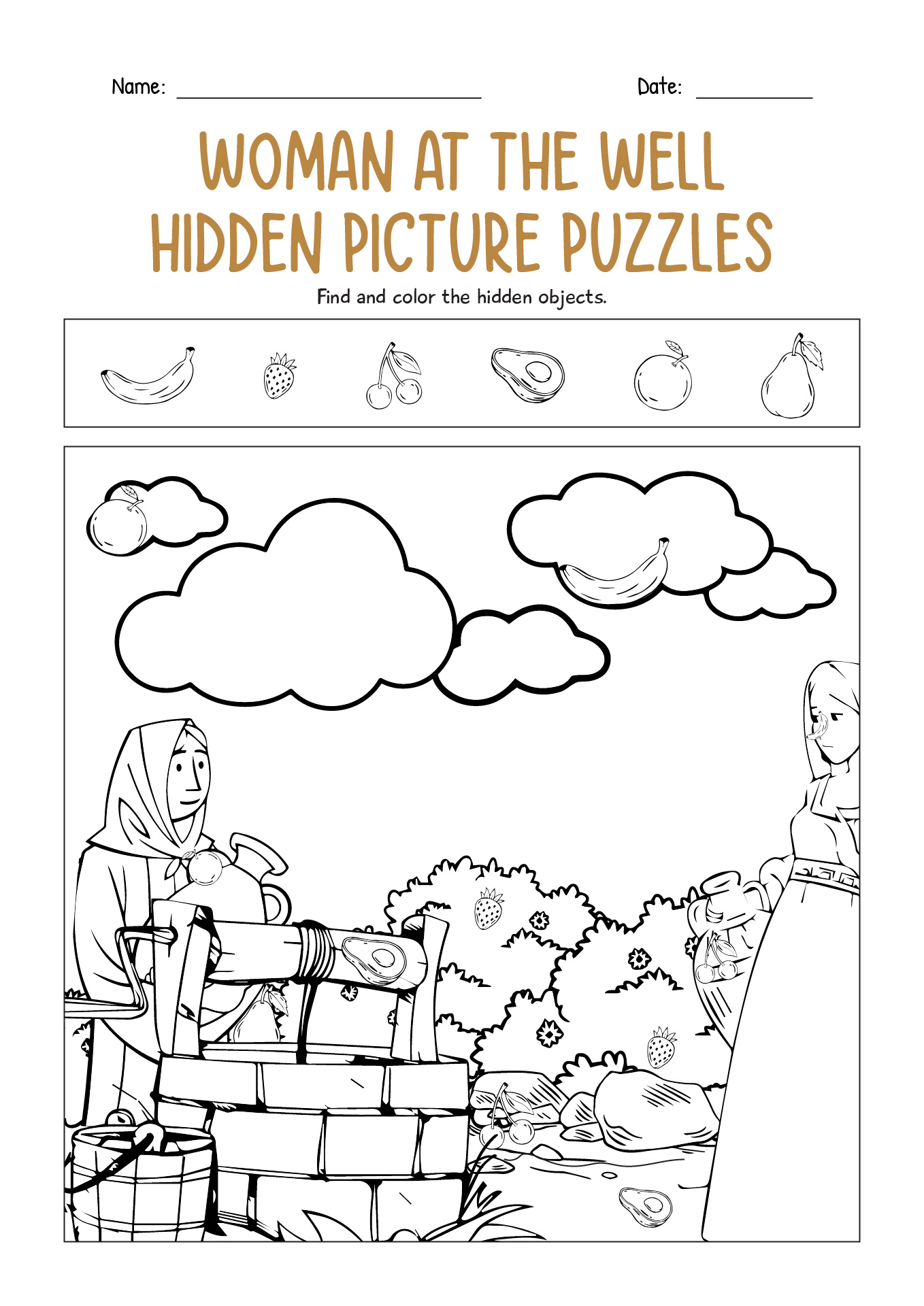 Woman at the Well Hidden Picture Puzzles Printable
