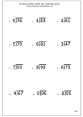 2 by 1 Digit Division Worksheets