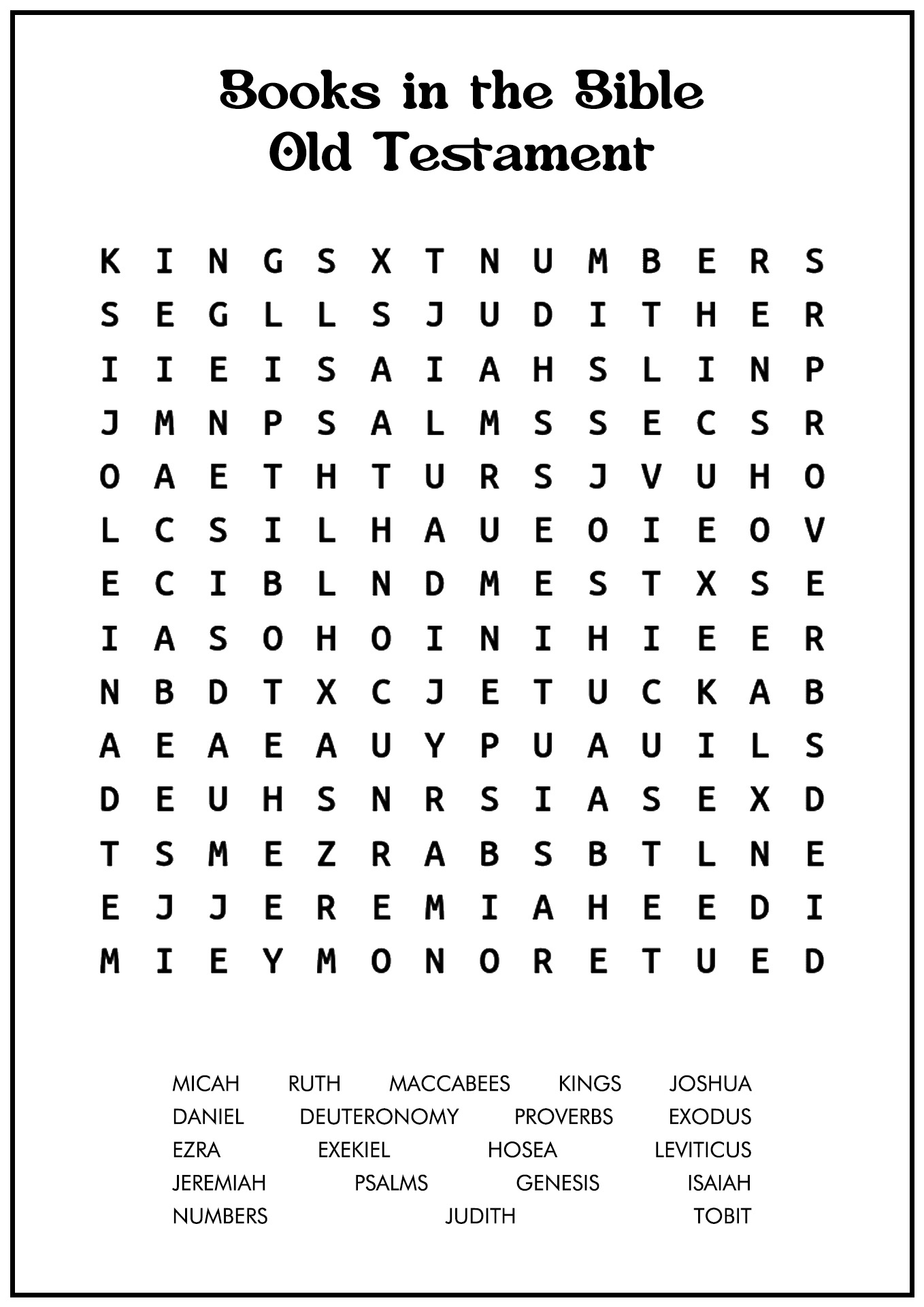 Books of the Bible Word Search Puzzles Printable Image