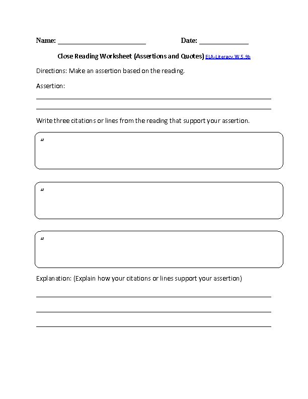 Common Core 5th Grade Reading Worksheets Image