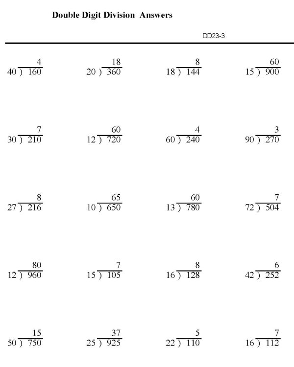 Double-Digit Division Worksheets