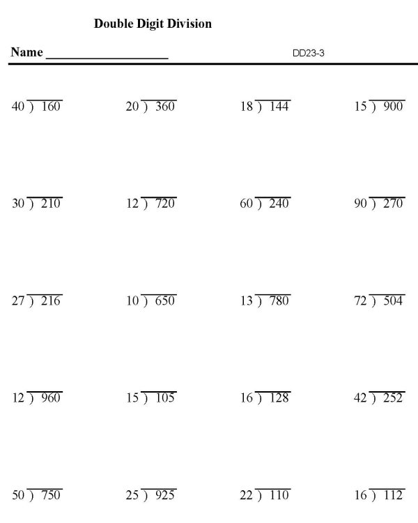Double-Digit Division Worksheets Image