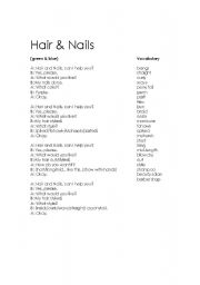 Hair Nails Worksheet Image