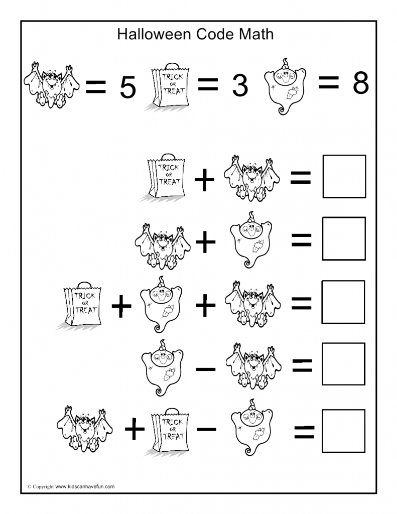 Halloween Cut and Paste Math Worksheets Image