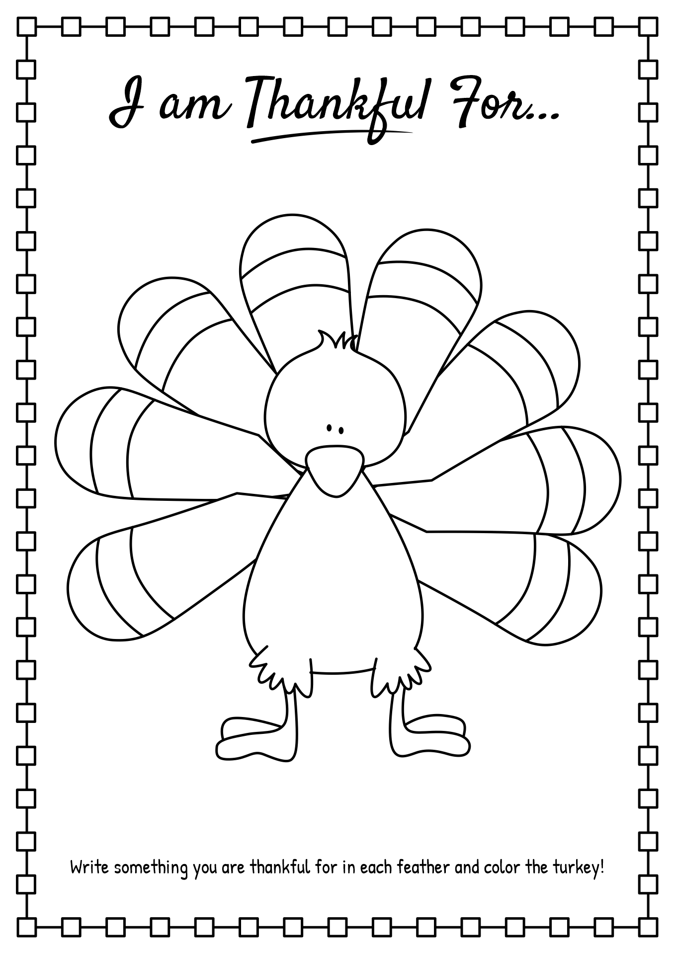 I AM Thankful for Thanksgiving Worksheets